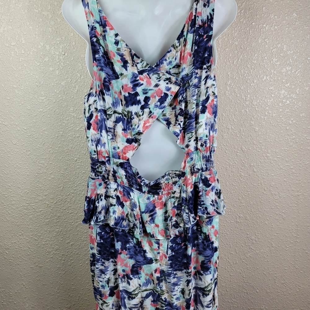Akualani Abstract Print Sleeveless ruffles Dress Sz M - Picture 4 of 9